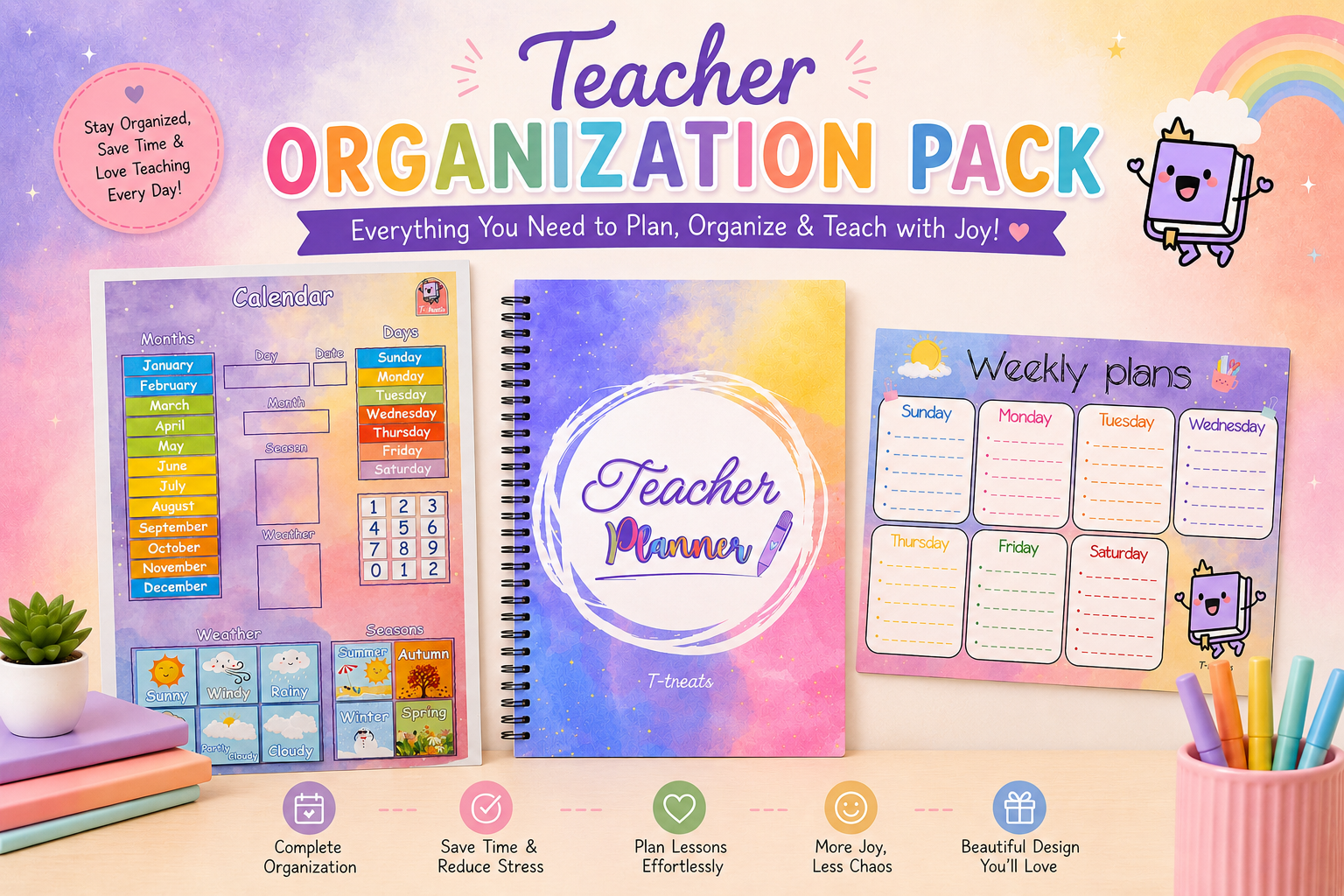 Rainbow Teacher Organization Pack